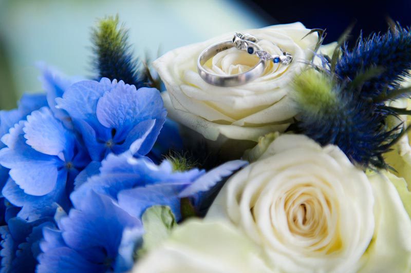 Purple / blue wedding flowers